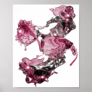 Saubere Silber ABSTRACT ART Abstrakte Gestaltung v Poster