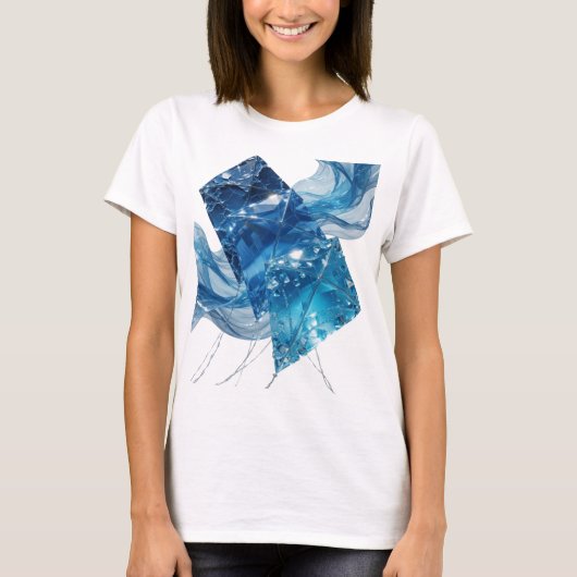 Saubere Silber BLUE ICE CRYSTALS Grafikdesign T-Shirt (Vorderseite)