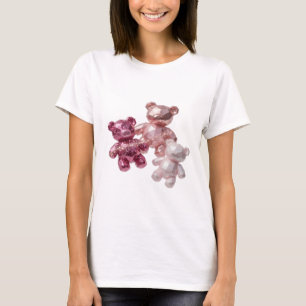 Saubere Silber-DREI ROSA TEDDYBÄREN Druck T-Shirt