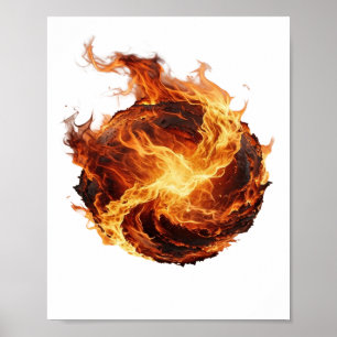 Saubere Silber FIRE BALL 3D Text Kunst Poster