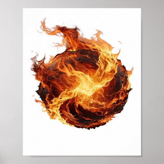 Saubere Silber FIRE BALL 3D Text Kunst Poster (Vorne)