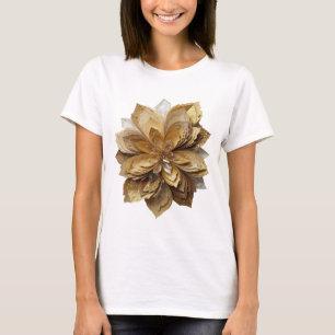 Saubere Silber-GOLDENE BLUME künstlerisches Motiv T-Shirt