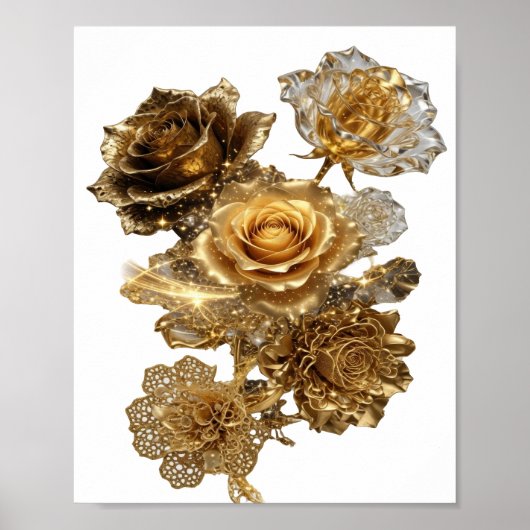Saubere Silber GOLDENE ROSEN Poster (Vorne)