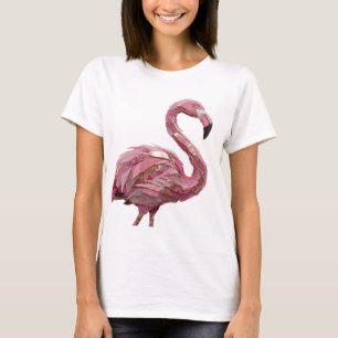 Saubere Silber-PINK FLAMINGO Statement Design T-Shirt
