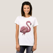 Saubere Silber-PINK FLAMINGO Statement Design T-Shirt (Vorne ganz)