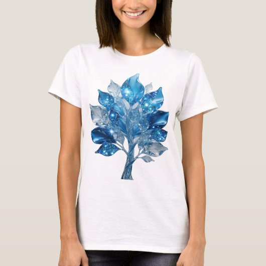 Saubere Silber-WATER-TREE-Textgestaltung T-Shirt (Vorderseite)