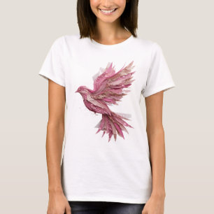 Saubere Silberne PINK BIRD Slogan Design T-Shirt