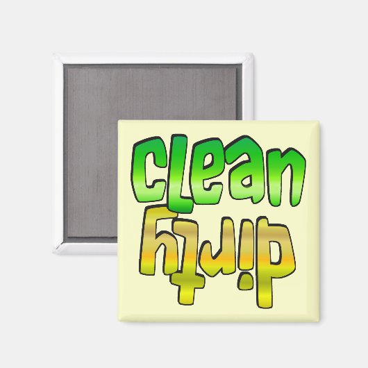 Saubere Spülmaschine Magnet Grün Gelb (Vorderseite/Rückseite)