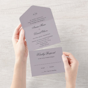 Saubere Staubige Flieder Klassische Hochzeit All In One Einladung