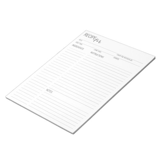 Saubere und einfache, detaillierte Rezeptorseiten Notizblock (angewinkelt)