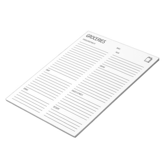 Saubere und einfache Lebensmittelliste Notizblock (angewinkelt)