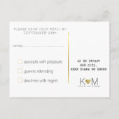 saubere und klare Hochzeit rsvp Einladungspostkarte (Rückseite)