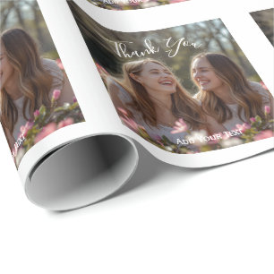 Saubere und minimale Abschluss-Danke-Foto-Quadrat Geschenkpapier