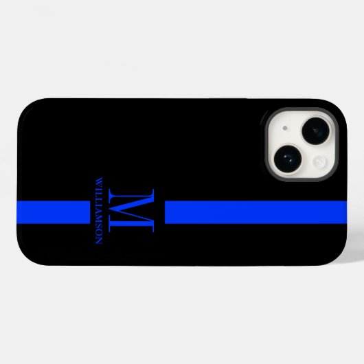 Saubere und minimale Monogramm | Thin Blue Line | Case-Mate iPhone Hülle (Rückseite (Horizontal))