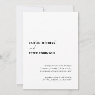 Saubere und moderne Schwarz-Weiß-Hochzeit Einladung