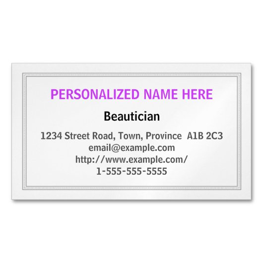 Saubere und untertriebene Beautician-Visitenkarte Magnetische Visitenkarte (Vorderseite)