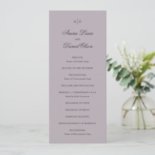 Saubere verstaubte Flieder-Klassische Hochzeit Programm