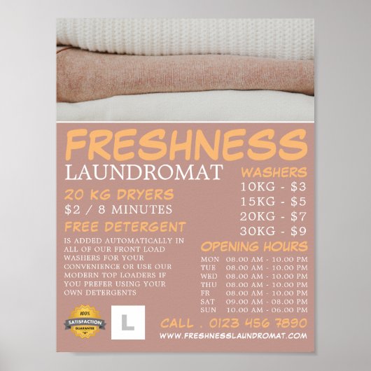 Saubere Wäscherei, Waschsalon, Reinigung der Werbu Poster (Vorne)