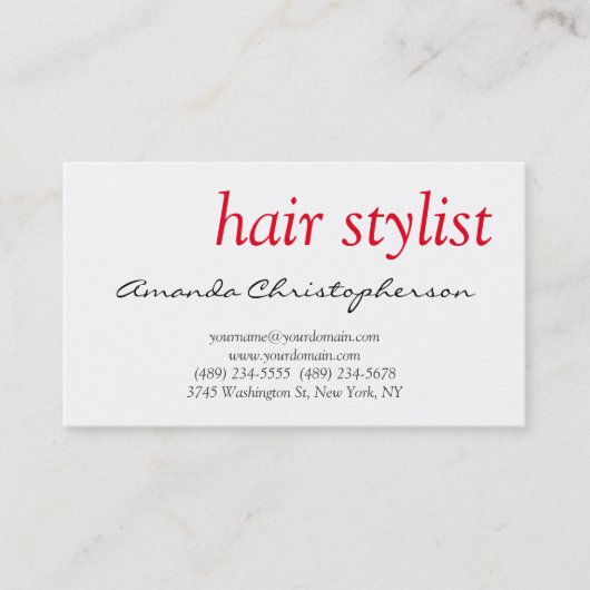 Saubere, weiße Haare Stylist Attraktive Visitenkar Visitenkarte (Vorderseite)
