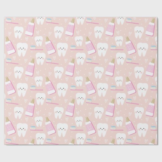 Saubere Zähne Geschenkpapier für Mädchen (Flach)