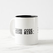 Sauberer Code, klarer Geist, Minimalist Zweifarbige Tasse (Vorderseite Links)