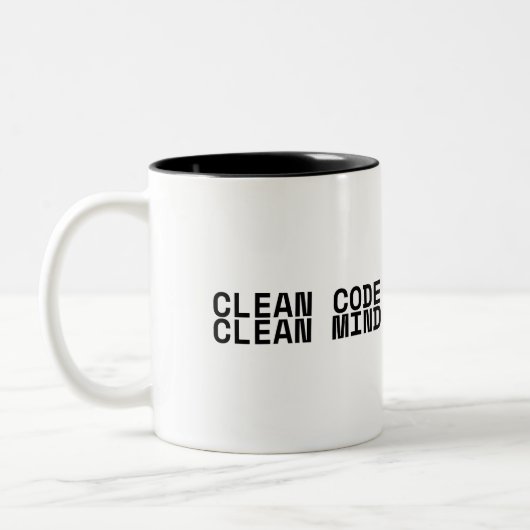 Sauberer Code, klarer Geist, Minimalist Zweifarbige Tasse (Links)