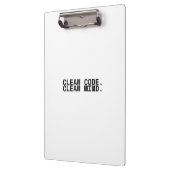 Sauberer Code, klarer Geist, minimalistischer Indu Klemmbrett (Links)