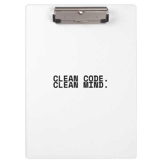 Sauberer Code, klarer Geist, minimalistischer Indu Klemmbrett (Vorderseite)