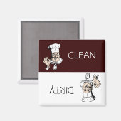 Sauberer Dirty-Koch mit Hutspülmaschine Magnet (Vorderseite/Rückseite)