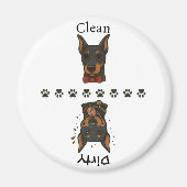 Sauberer Dobermann Schmutziger Dobermann mit Texte Magnet (Vorne)