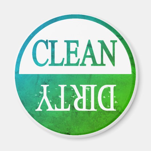 Sauberer dreckiger, runder Geschirrspüler-Magnet Magnet (Vorne)