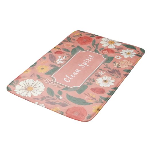Sauberer Geist Blumenmuster Bath Mat Badematte (Schrägansicht)