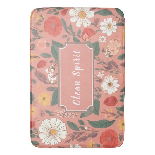 Sauberer Geist Blumenmuster Bath Mat Badematte (Vorderseite Vertikal)