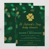 Sauberer grüner einfacher Bokeh St. Patricks Tag Einladung (Vorne/Hinten)
