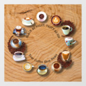 Sauberer Kaffee mit Bohnen als Uhr Fensteraufkleber (Blatt)