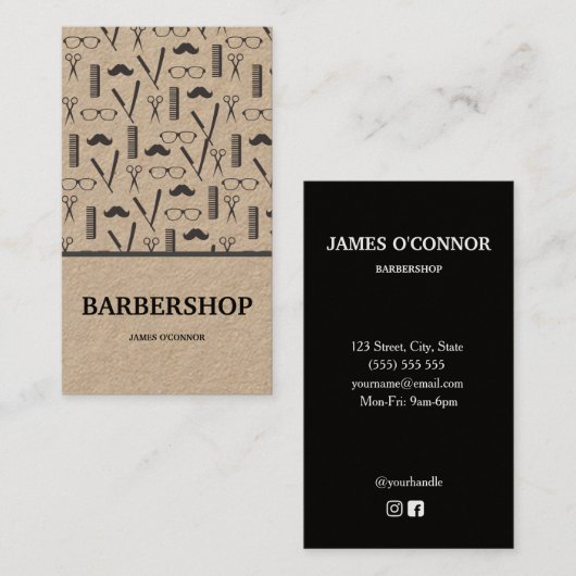 Sauberer Minimal Barber Barbershop Visitenkarte (Vorne/Hinten)