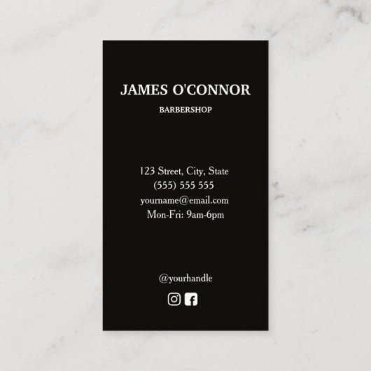 Sauberer Minimal Barber Barbershop Visitenkarte (Rückseite)