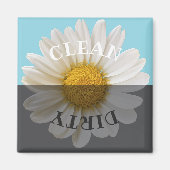 Sauberer Schmutziger Weißer Gänseblümchen Blauer G Magnet (Vorne)
