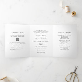 Sauberer schwarzer und weißer QR-Code Moderne Hoch Dreifach Gefaltete Einladung