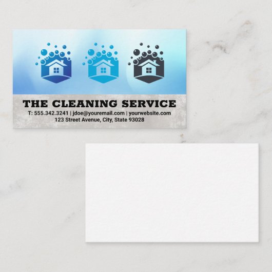 Sauberer Service | Häuser und Seifenblasen Visitenkarte (Vorne/Hinten)