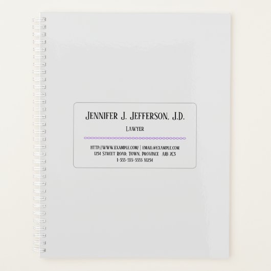 Sauberer und minimaler Anwaltsplaner Planer (Vorderseite)