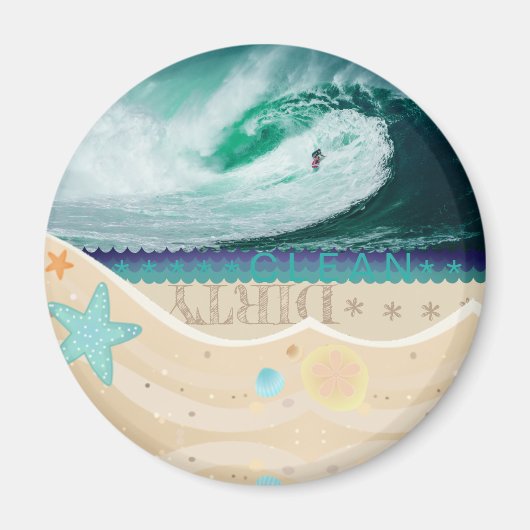 Sauberer und schmutziger Gedreht Seitenstrandmodus Magnet (Vorne)