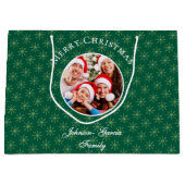 Sauberer Waldgrüner Schneeflocken Weihnachten Große Geschenktüte (Vorderseite)