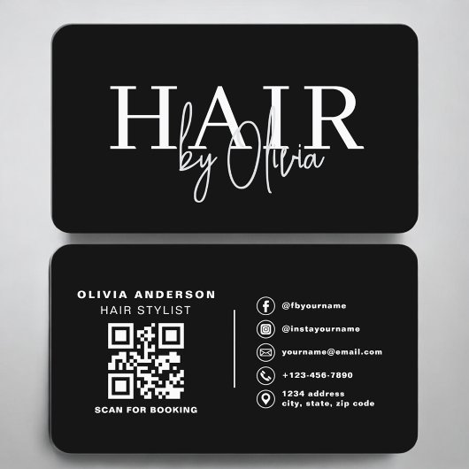 Sauberer zeitgenössischer Friseur-QR-Code Visitenkarte