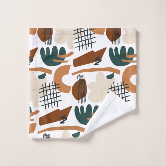 Sauberes abstraktes Boho-Muster | Modernes Minimal Badhandtuch Set (Waschlappen)