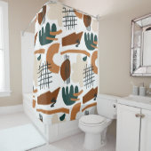 Sauberes abstraktes Boho-Muster | Modernes Minimal Duschvorhang (Beispiel)