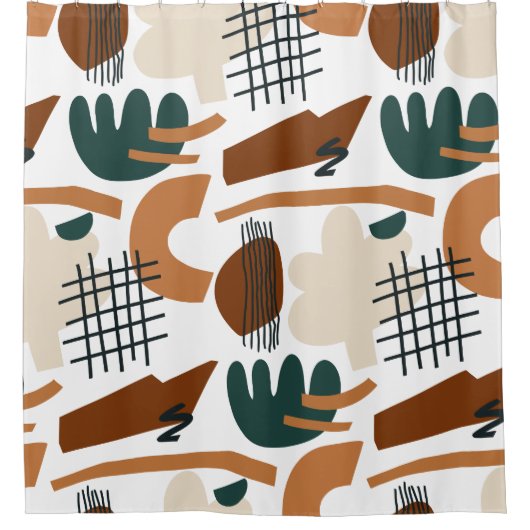 Sauberes abstraktes Boho-Muster | Modernes Minimal Duschvorhang (Vorderseite)