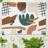 Sauberes abstraktes Boho-Muster | Modernes Minimal Geschirrtuch (Gefaltet)
