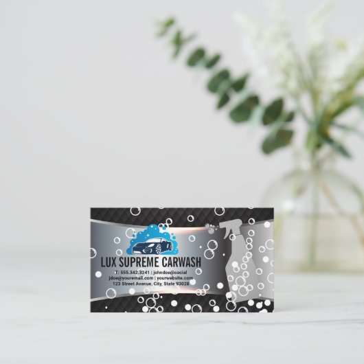 Sauberes Auto-Wash-Logo | Seifenblasen-Visitenkart Visitenkarte (Stehend Vorderseite)
