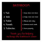 Sauberes Badezimmer Danke, dass Sie unterschreiben Poster (Vorderseite)